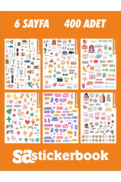Sticker Adresim 400 Adet Sticker Book Sticker Seti - Toplam 6 Sayfa - Ajanda ...