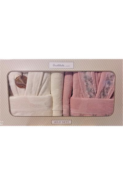 Özdilek Οικογενειακό Σετ μπουρνούζι Ofelya Cream Pink Laced