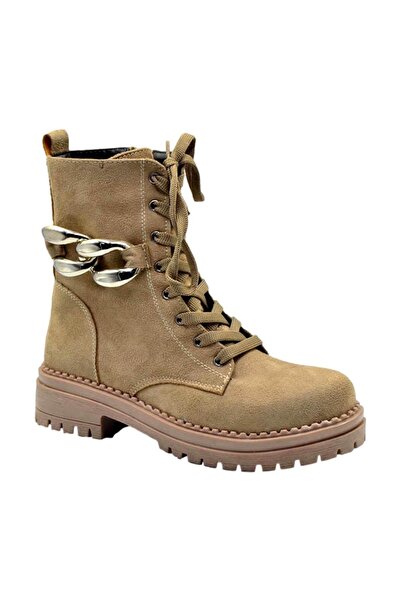 DUYGUSHOESBAG Women's Suede Boots with Chain Buckle Accessories