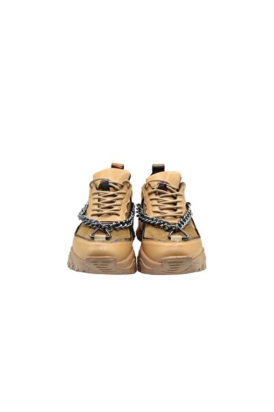 DUYGUSHOESBAG Kadın Gümüş Zincir Aksesuarlı Kalın Tabanlı Spor Ayakkabı