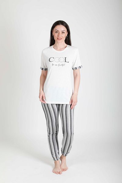 Kadınle Cotton Striped Bottom Pajama Set