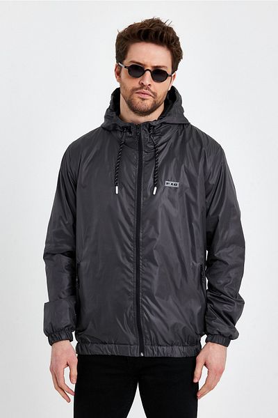 Rompasso Ανδρικό ανθρακί γκρι Plus Size Oversize Εποχιακό μπουφάν αδιάβροχο και αντιανεμικό