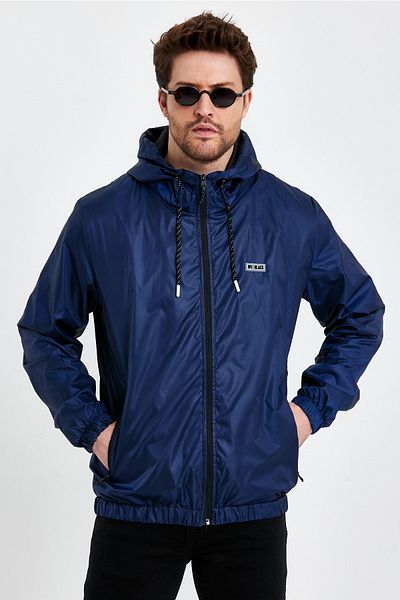 Rompasso Ανδρικό μπουφάν Navy Blue Large Size Oversize για νερό και αντιανεμικό εποχιακό μπουφάν