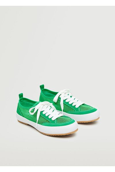 MANGO Woman Verde - Adidași cu detalii din plasă