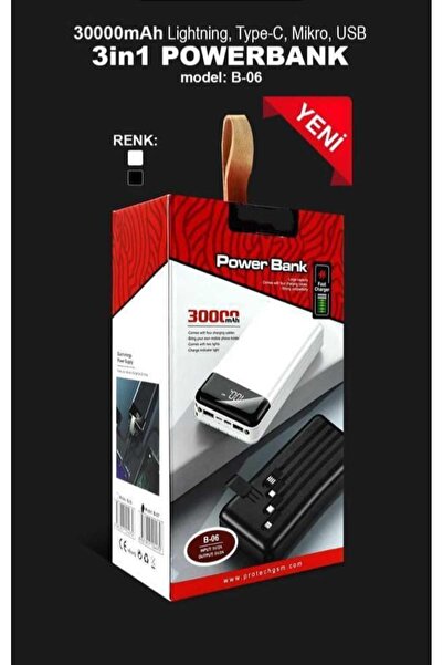 instatech 30.000 Bin Mah Göstergeli Kablolu Powerbank