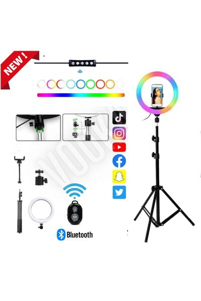 VOOKA Lipon Ring Fill Light Rgb Led Işıklı Tripod 8ınç Halka Youtuber Tiktok Makyaj Işığı Ayaklı 8ınç