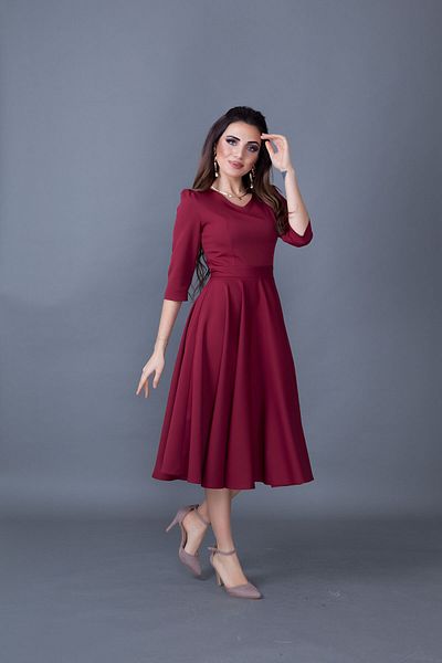 vuvutasarım Rochie midi cu mâneci 3/4 cu buzunar din material Atlas elastic pentru femei 257