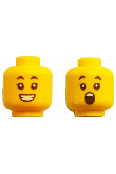 LEGO إكسسوار أصلي ميني مجسم مصغر مخصص ذو وجه مزدوج مبتسم ورأس طفل حائر أصفر اللون