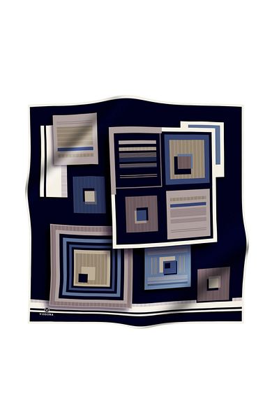Vissona Γυναικείο μεταξωτό κασκόλ Twill Navy Blue - Mink