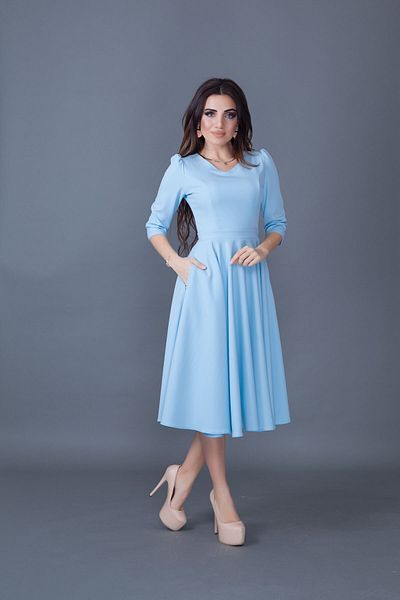 vuvutasarım Rochie midi cu mâneci 3/4 pentru femei, din țesătură Atlas elastică, cu buzunar 257