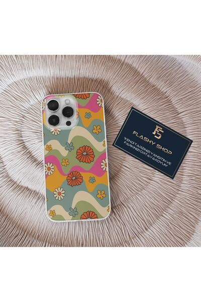 Flashy Shop Huawei P30 Lite Uyumlu Renkli Çiçek Tasarımlı Şeffaf Kılıf