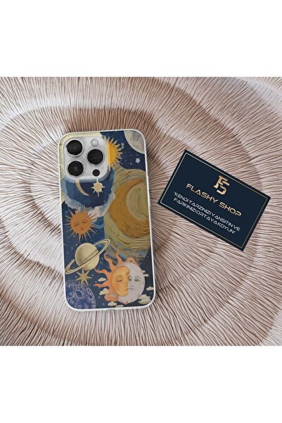 Flashy Shop Huawei P40 Lite Uyumlu Güneş Ve Ay Tasarımlı Şeffaf Kılıf