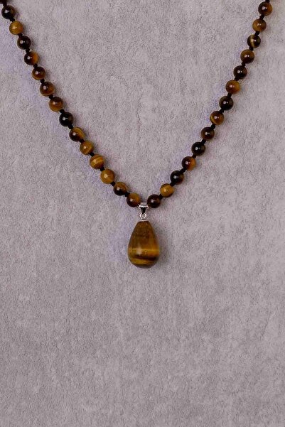 Dünya Doğal Taş Kaplan Gözü Taşı Kolye