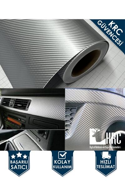 KRCDİJİTAL 3d Karbon Hava Kanallı Araç Kaplama Folyosu 8cmx5m Kendinden Yapış...