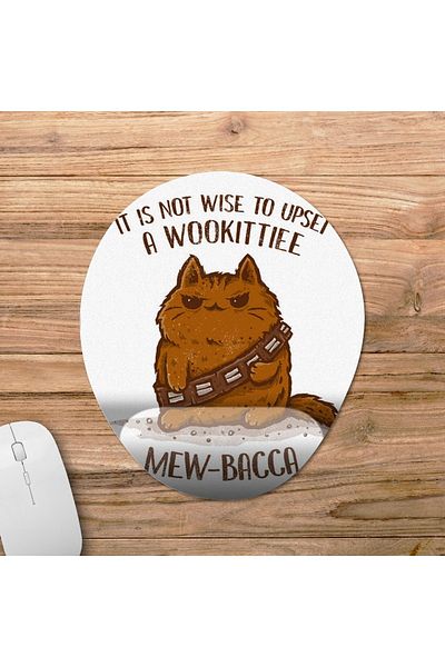 Pixxa Mew-bacca - Star Wars - Cat Chewbacca Wrist Supported Mousepad Model - 1 Oval