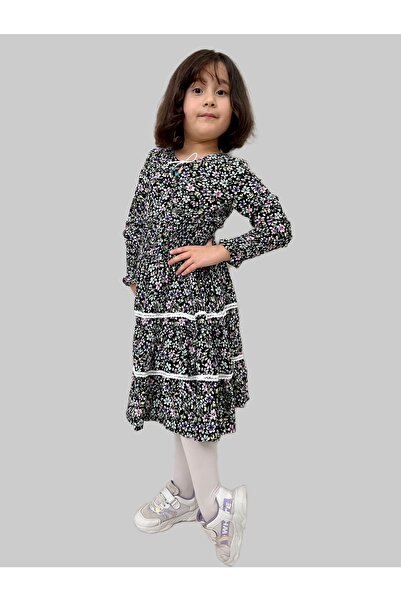 Esterella Girl's /long Sleeve Dress/ Floral Patterned /viscose Dress