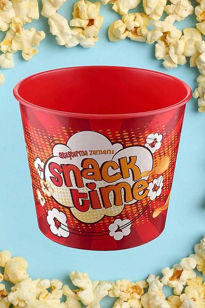 ALİNA HOME 2 Pieces Plastic Popcorn Popcorn Bucket Large Size 2.3 Liters