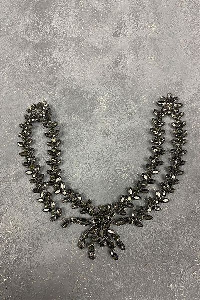 Hobigram Accesoriu de păr de mireasă model Naomi gri antracit – coroană, piatră de cristal, model elegant, coroană de mireasă –