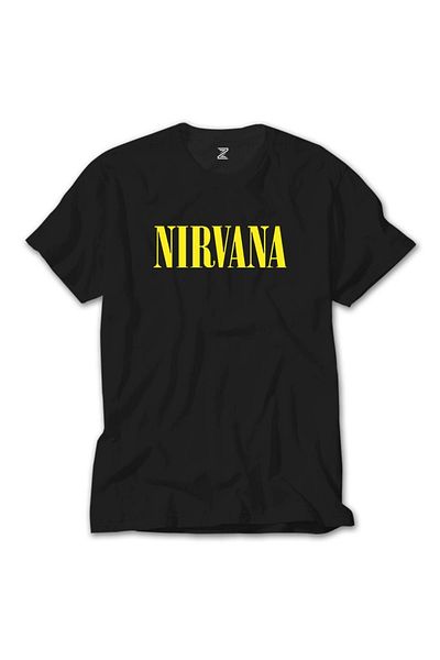 Z zepplin Nirvana Text Κίτρινο Μαύρο T-Shirt