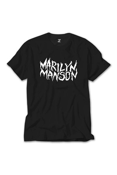 Z zepplin Μαύρο μπλουζάκι με εικονικό κείμενο Marilyn Manson