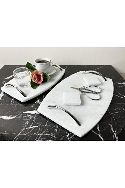 Modestmar Doğal Beyaz Mermer Söz / Nişan / Damat Tepsisi Gümüş Kulp Makas Ve ...