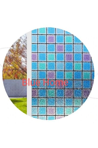 Blue Home Стъклено фолио Meiwa, статичен витраж, японска технология, 3dsc / Размер: 46 см x 1,5 м - синьо, 1980 г.