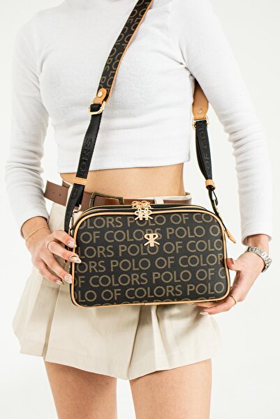 ImPolo Geantă de umăr pentru femei cu trei compartimente cu imprimeu cu impri...