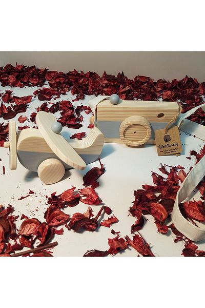 aswood Wooden Handmade Baby Airplane And Toy Camera Set, Decorative, Educational Toy, Children's Toy