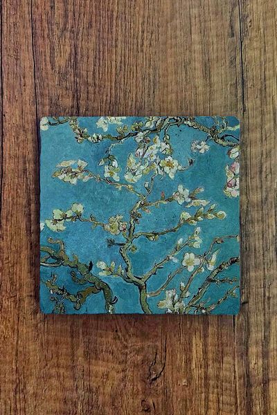 Begoloni Stone Decor Van Gogh Works Printed Natural Stone Trivet 15X15Cm Teapot Pot Pan Coaster