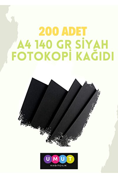 Umut ورق نسخ أسود مقاس A4 - 140 جرام، 200 قطعة