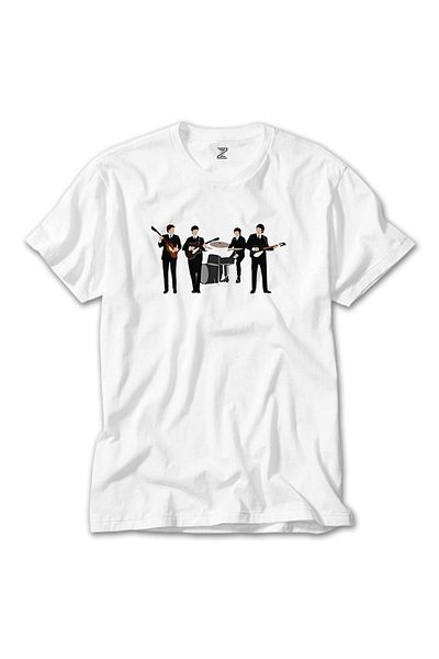 Z zepplin Λευκό μπλουζάκι The Beatles Vintage Line Up