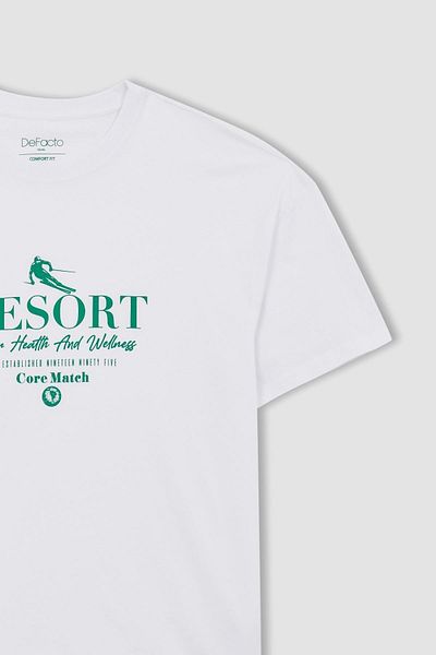 DeFacto Μπλουζάκι Comfort Fit Crew με στάμπα 100% βαμβακερό