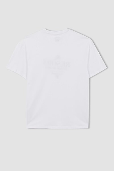 DeFacto Μπλουζάκι Comfort Fit Crew με στάμπα 100% βαμβακερό