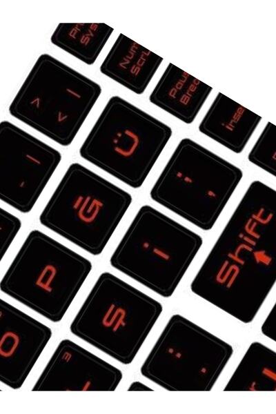 Ary Klavye Sticker, Türkçe Q Klavye Etiketi Laptop Pc Sticker Kırmızı