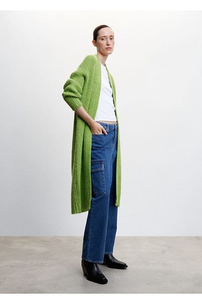 MANGO Woman Ribbed Knitwear Cardigan
