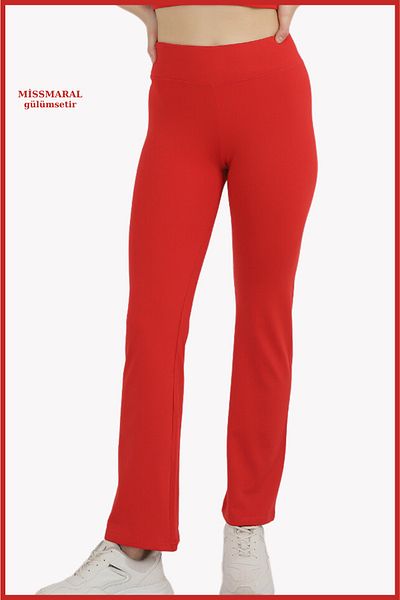 missmaral Women's Leggings Wide Leg Red Wide Elastic High Waist Full Length Diving Fabric105101