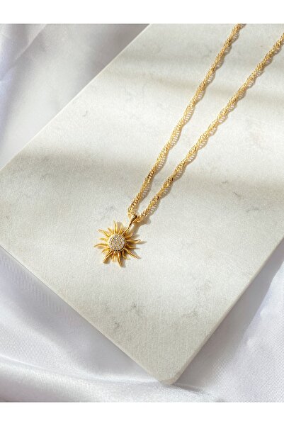 SWORDS CONCEPT قلادة نسائية من حجر الشمس موديل الذهب