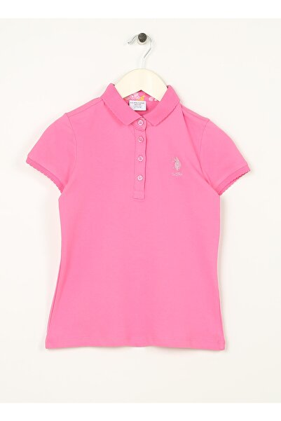 U.S. Polo Assn. Απλό ροζ μπλουζάκι για κορίτσια Tp01-ıy023