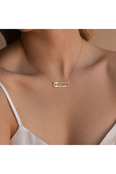 N!da Jewelry 925 Ayar Gümüş Çengelli Iğne Isim Kolye