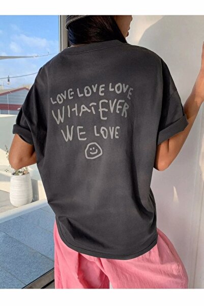 Keywest Žene veće veličine 'love love' spreda i sa strane Štampano antracit O...
