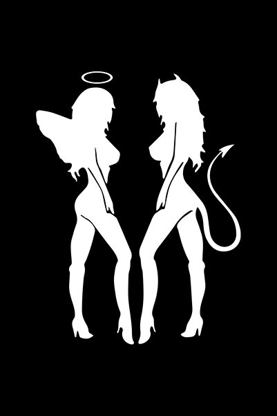 MegaSticker Melek Şeytan Araba, Motorsiklet, Kask, Laptop, Cam Sticker 16x12 Cm