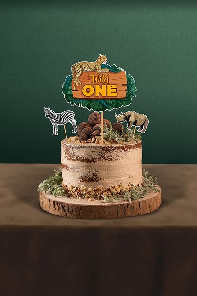 Hey Parti Στολίδι για τούρτα Safari Birthday Concept 1 έτους