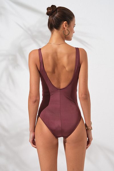 Pierre Cardin Дамски бански костюм Cannes с двойно закопчаване и дебели презрамки, цвят карамел