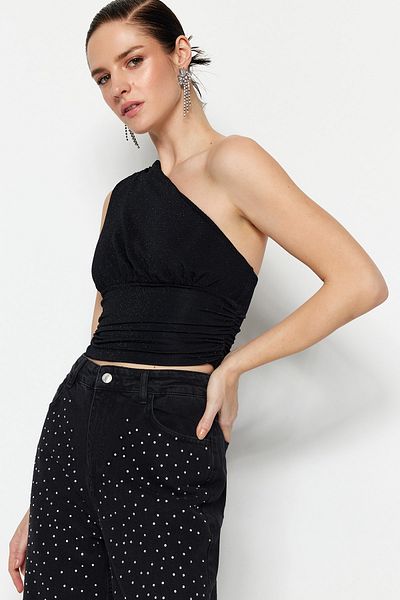 Trendyol Collection Чорне кроп-бюстьє Orme на підкладці з блискітками TPRSS23BS00011