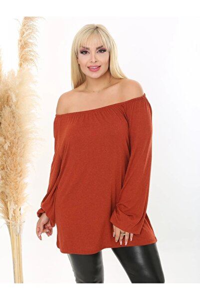 ViolettaXL Women's Plus Size Madonna Collar Flexible Wool Viscose Blouse