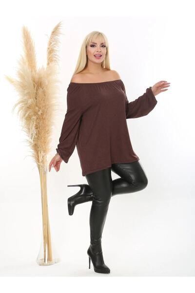 ViolettaXL Women's Plus Size Madonna Collar Flexible Wool Viscose Blouse