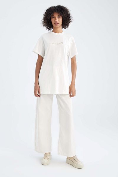 DeFacto Regular Fit Foil Slogan Printed Tunic