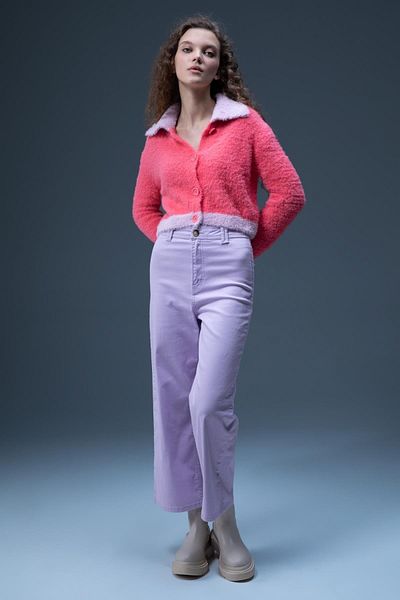 DeFacto Cool Regular Fit Polo Neck Plush Knitwear Cardigan