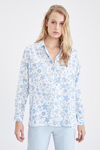 DeFacto Cămașă din viscoză cu mânecă lungă cu model oversize fit