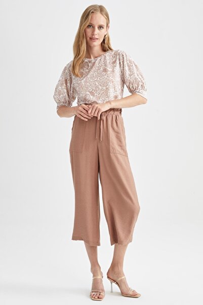 DeFacto Tradycyjna wzorzysta tunika o regularnym kroju z okrągłym dekoltem i krótkim rękawem